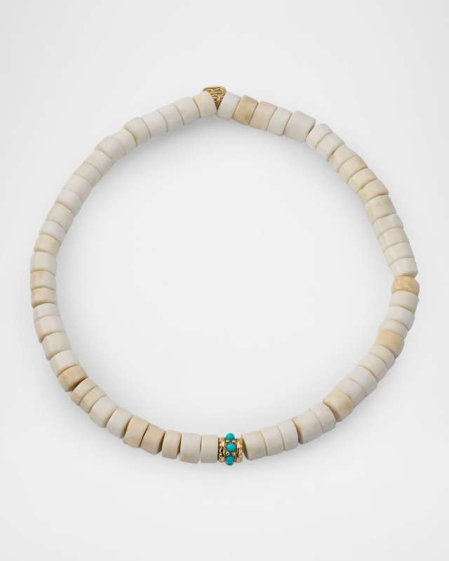 White Turquoise Bead Bracelet with 4mm Turquoise Pavé Rondelle